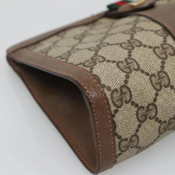 GUCCI GG Supreme Web Sherry Line Clutch Bag PVC Beige Red 89 01 032 Auth th5635 - Picture 8 of 16